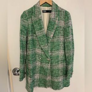 Zara green double breasted blazer